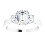 14K White 7x5 mm Emerald Engagement Ring Mounting variant--Emerald variant--1CT variant--14K-white-gold