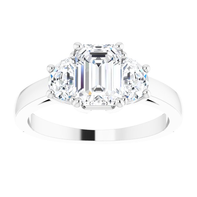 14K White 7x5 mm Emerald Engagement Ring Mounting variant--Emerald variant--1CT variant--14K-white-gold