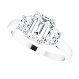 Three-stone half-moon engagement ring in 14K gold, diamond center, in packaging variant--Emerald variant--1CT variant--14K-white-gold