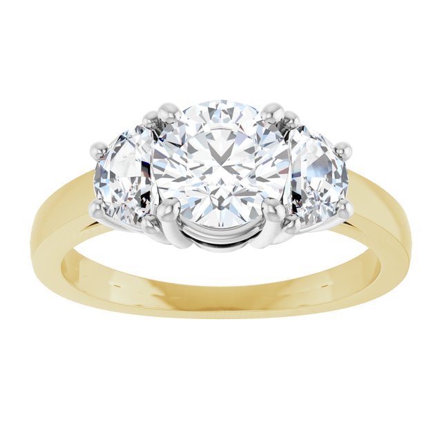 14K Yellow & White 6.5 mm Round Engagement Ring Mounting/white-gold/white-gold variant--Round variant--1CT variant--14K-yellow/white-gold