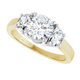Three-stone half-moon engagement ring in 14K gold, diamond center, close-up of half-moon stones/white-gold/white-gold variant--Round variant--1CT variant--14K-yellow/white-gold