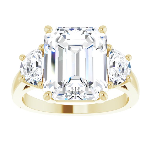 14K Yellow 11x9 mm Emerald Engagement Ring Mounting variant--Emerald variant--5CT variant--14K-yellow-gold
