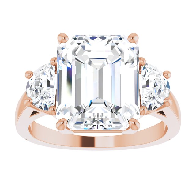14K Rose 11x9 mm Emerald Engagement Ring Mounting variant--Emerald variant--5CT variant--14K-rose-gold