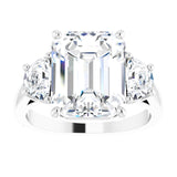 14K White 11x9 mm Emerald Engagement Ring Mounting variant--Emerald variant--5CT variant--14K-white-gold