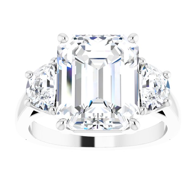 14K White 11x9 mm Emerald Engagement Ring Mounting variant--Emerald variant--5CT variant--14K-white-gold