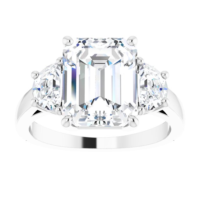 14K White 10x8 mm Emerald Engagement Ring Mounting variant--Emerald variant--4CT variant--14K-yellow-gold