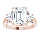14K Rose 10x8 mm Emerald Engagement Ring Mounting variant--Emerald variant--4CT variant--14K-white-gold