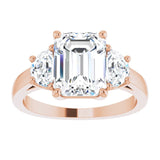14K Rose 9x7 mm Emerald Engagement Ring Mounting variant--Emerald variant--3CT variant--14K-rose-gold