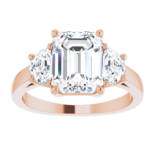 14K Rose 9x7 mm Emerald Engagement Ring Mounting variant--Emerald variant--3CT variant--14K-rose-gold