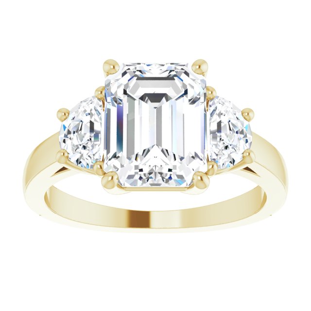 14K Yellow 9x7 mm Emerald Engagement Ring Mounting variant--Emerald variant--3CT variant--14K-yellow-gold