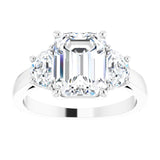 14K White 9x7 mm Emerald Engagement Ring Mounting variant--Emerald variant--3CT variant--14K-white-gold