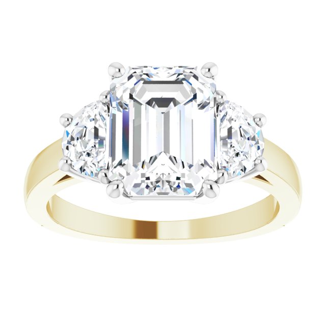 14K Yellow & White 9x7 mm Emerald Engagement Ring Mounting/white-gold/white-gold variant--Emerald variant--3CT variant--14K-yellow/white-gold