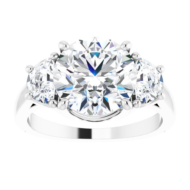 14K White 9.4 mm Round Engagement Ring Mounting variant--Round variant--3CT variant--14K-white-gold