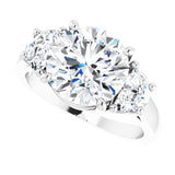 Three-stone half-moon engagement ring in 14K gold, diamond center, in packaging variant--Round variant--3CT variant--14K-white-gold