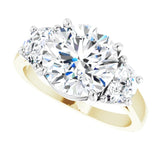Three-stone half-moon engagement ring in 14K gold, diamond center, side profile/white-gold/white-gold variant--Round variant--3CT variant--14K-yellow/white-gold
