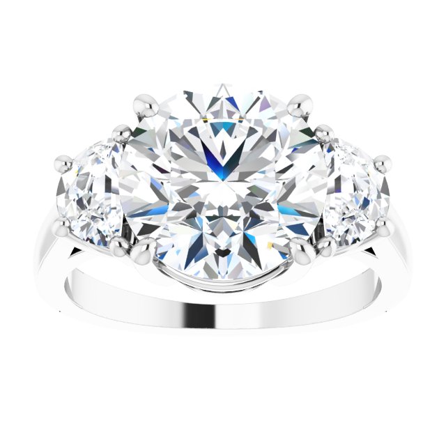 14K White 10 mm Round Engagement Ring Mounting variant--Round variant--4CT variant--14K-white-gold