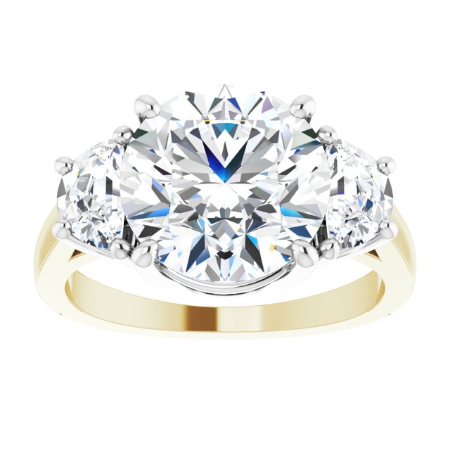 14K Yellow & White 10 mm Round Engagement Ring Mounting/white-gold/white-gold variant--Round variant--4CT variant--14K-yellow/white-gold