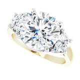 Three-stone half-moon engagement ring in 14K gold, diamond center, side profile/white-gold/white-gold variant--Round variant--4CT variant--14K-yellow/white-gold