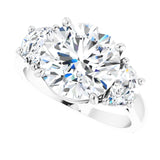 Three-stone half-moon engagement ring in 14K gold, diamond center, close-up of half-moon stones variant--Round variant--4CT variant--14K-white-gold