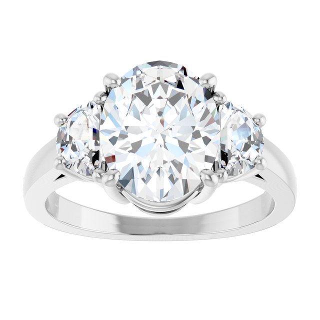 14K White 10x8 mm Oval Engagement Ring Mounting variant--Oval variant--2CT variant--14K-white-gold