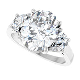 Three-stone half-moon engagement ring in 14K gold, diamond center, in packaging variant--Oval variant--5CT variant--14K-white-gold