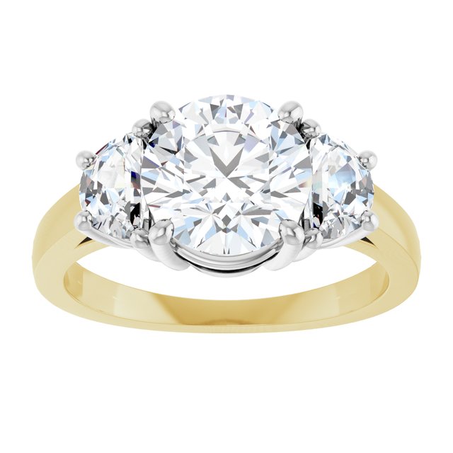 14K Yellow & White 8 mm Round Engagement Ring Mounting/white-gold/white-gold variant--Round variant--2CT variant--14K-yellow/white-gold