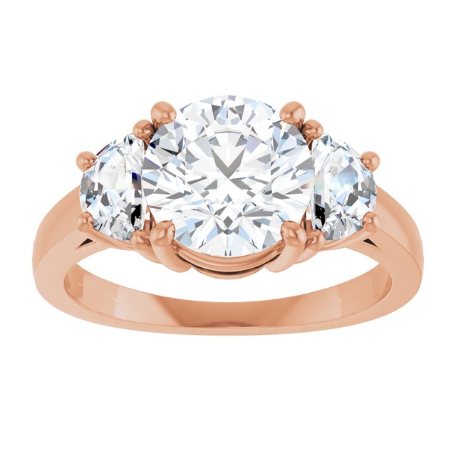 14K Rose 8 mm Round Engagement Ring Mounting variant--Round variant--2CT variant--14K-rose-gold