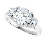 Three-stone half-moon engagement ring in 14K gold, diamond center, in packaging variant--Round variant--2CT variant--14K-white-gold