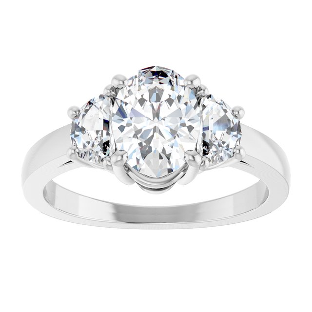14K White 8x6 mm Oval Engagement Ring Mounting variant--Oval variant--1CT variant--14K-white-gold
