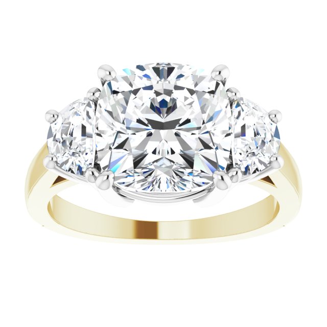 14K Yellow & White 9 mm Cushion Engagement Ring Mounting/white-gold/white-gold variant--Cushion variant--4CT variant--14K-yellow/white-gold