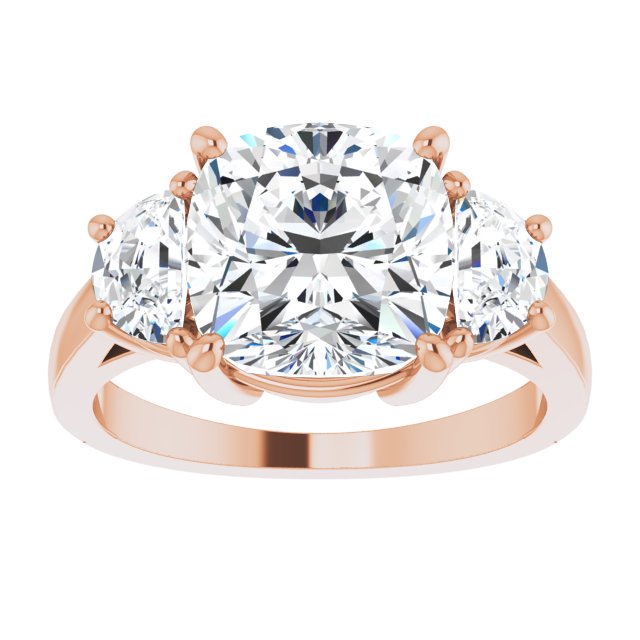 14K Rose 9 mm Cushion Engagement Ring Mounting variant--Cushion variant--4CT variant--14K-rose-gold