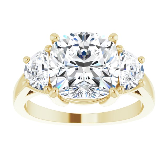 14K Yellow 9 mm Cushion Engagement Ring Mounting variant--Cushion variant--4CT variant--14K-yellow-gold