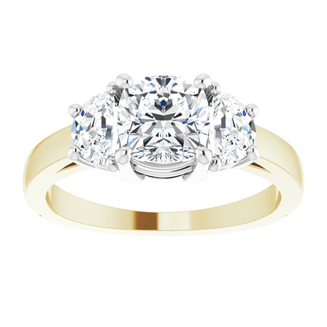 14K Yellow & White 6 mm Cushion Engagement Ring Mounting/white-gold/white-gold variant--Cushion variant--1CT variant--14K-yellow/white-gold