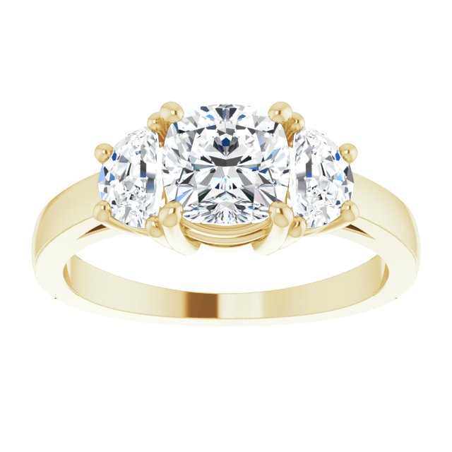 14K Yellow 6 mm Cushion Engagement Ring Mounting variant--Cushion variant--1CT variant--14K-yellow-gold