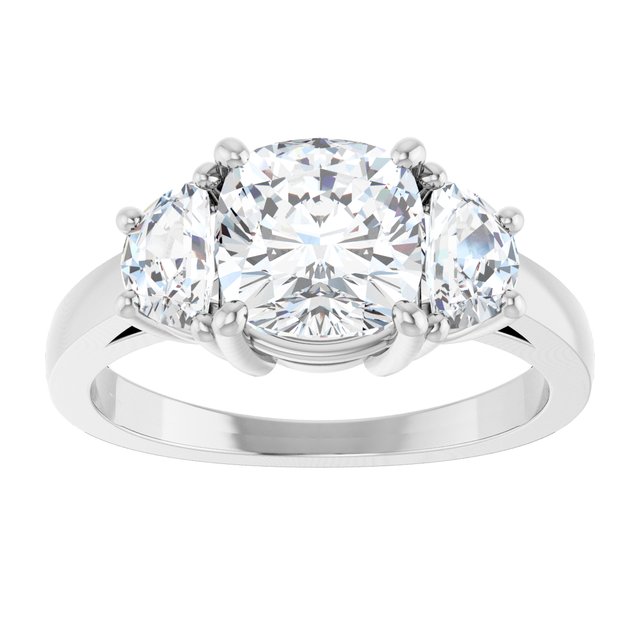 14K White 7 mm Cushion Engagement Ring Mounting variant--Cushion variant--2CT variant--14K-white-gold