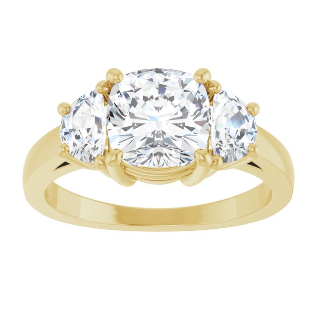 14K Yellow 7 mm Cushion Engagement Ring Mounting variant--Cushion variant--2CT variant--14K-yellow-gold