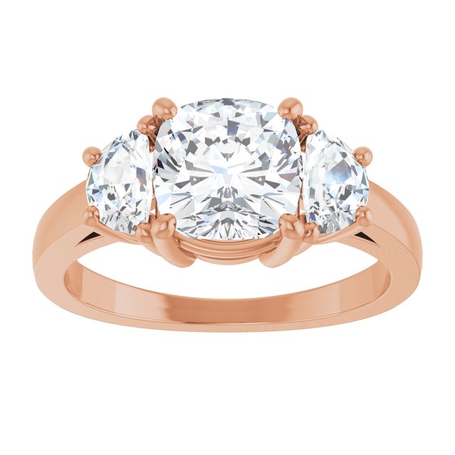 14K Rose 7 mm Cushion Engagement Ring Mounting variant--Cushion variant--2CT variant--14K-rose-gold