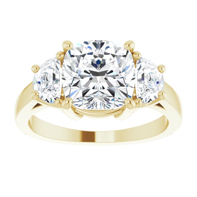 14K Yellow 8 mm Cushion Engagement Ring Mounting variant--Cushion variant--3CT variant--14K-yellow-gold