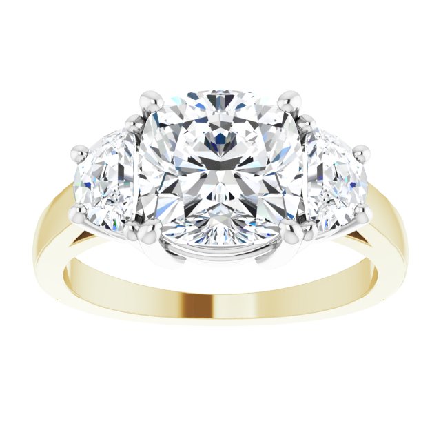 14K Yellow & White 8 mm Cushion Engagement Ring Mounting/white-gold/white-gold variant--Cushion variant--3CT variant--14K-yellow/white-gold