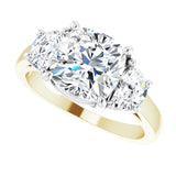 Three-stone half-moon engagement ring in 14K gold, diamond center, close-up of half-moon stones/white-gold/white-gold variant--Cushion variant--3CT variant--14K-yellow/white-gold