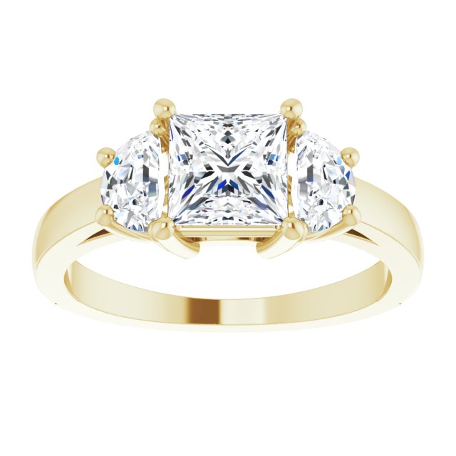 14K Yellow 5.5 mm Square Engagement Ring Mounting variant--Square variant--1CT variant--14K-yellow-gold