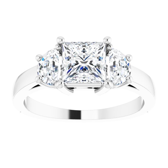 14K White 5.5 mm Square Engagement Ring Mounting variant--Square variant--1CT variant--14K-white-gold