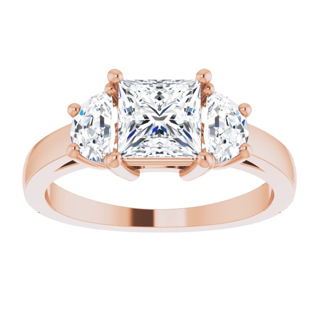 14K Rose 5.5 mm Square Engagement Ring Mounting variant--Square variant--1CT variant--14K-rose-gold