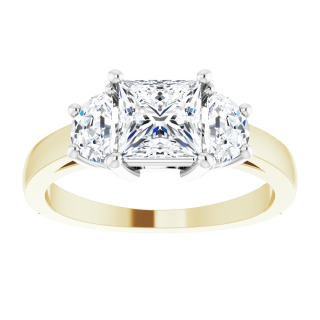 14K Yellow & White 5.5 mm Square Engagement Ring Mounting/white-gold/white-gold variant--Square variant--1CT variant--14K-yellow/white-gold