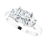 Three-stone half-moon engagement ring in 14K gold, diamond center, in packaging variant--Square variant--1CT variant--14K-white-gold