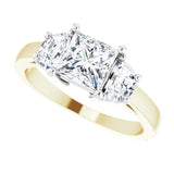 Three-stone half-moon engagement ring in 14K gold, diamond center, close-up of half-moon stones/white-gold/white-gold variant--Square variant--1CT variant--14K-yellow/white-gold