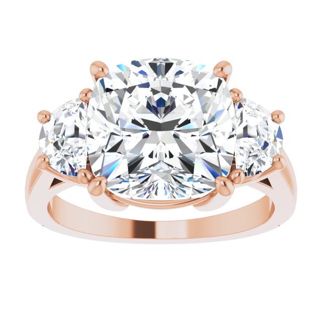 14K Rose 10 mm Cushion Engagement Ring Mounting variant--Cushion variant--5CT variant--14K-rose-gold