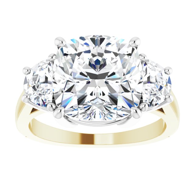 14K Yellow & White 10 mm Cushion Engagement Ring Mounting/white-gold/white-gold variant--Cushion variant--5CT variant--14K-yellow/white-gold