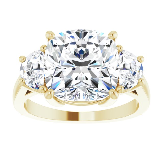 14K Yellow 10 mm Cushion Engagement Ring Mounting variant--Cushion variant--5CT variant--14K-yellow-gold