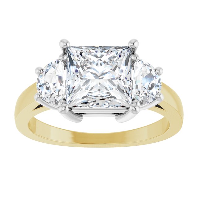 14K Yellow & White 7 mm Square Engagement Ring Mounting/white-gold/white-gold variant--Square variant--2CT variant--14K-yellow/white-gold